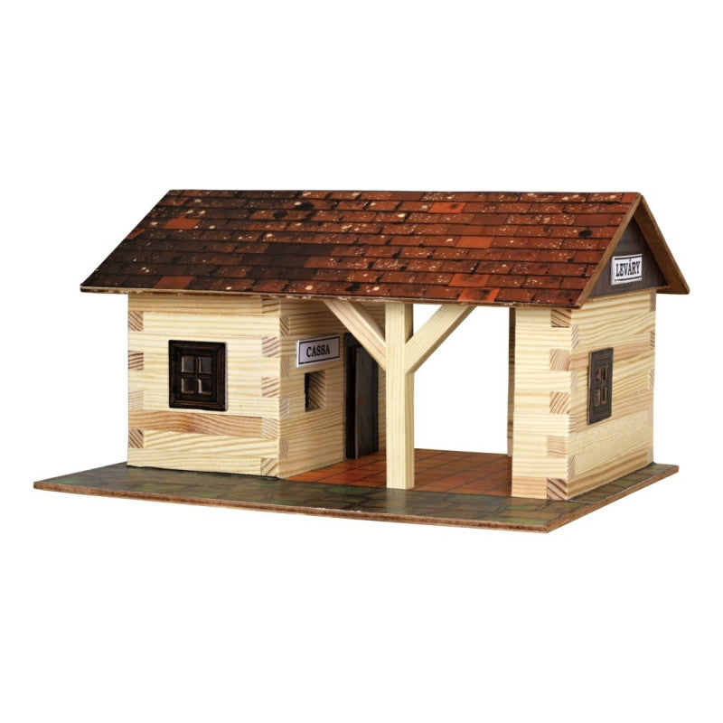 Set constructie arhitectura Gara mica, 115 piese din lemn, Walachia